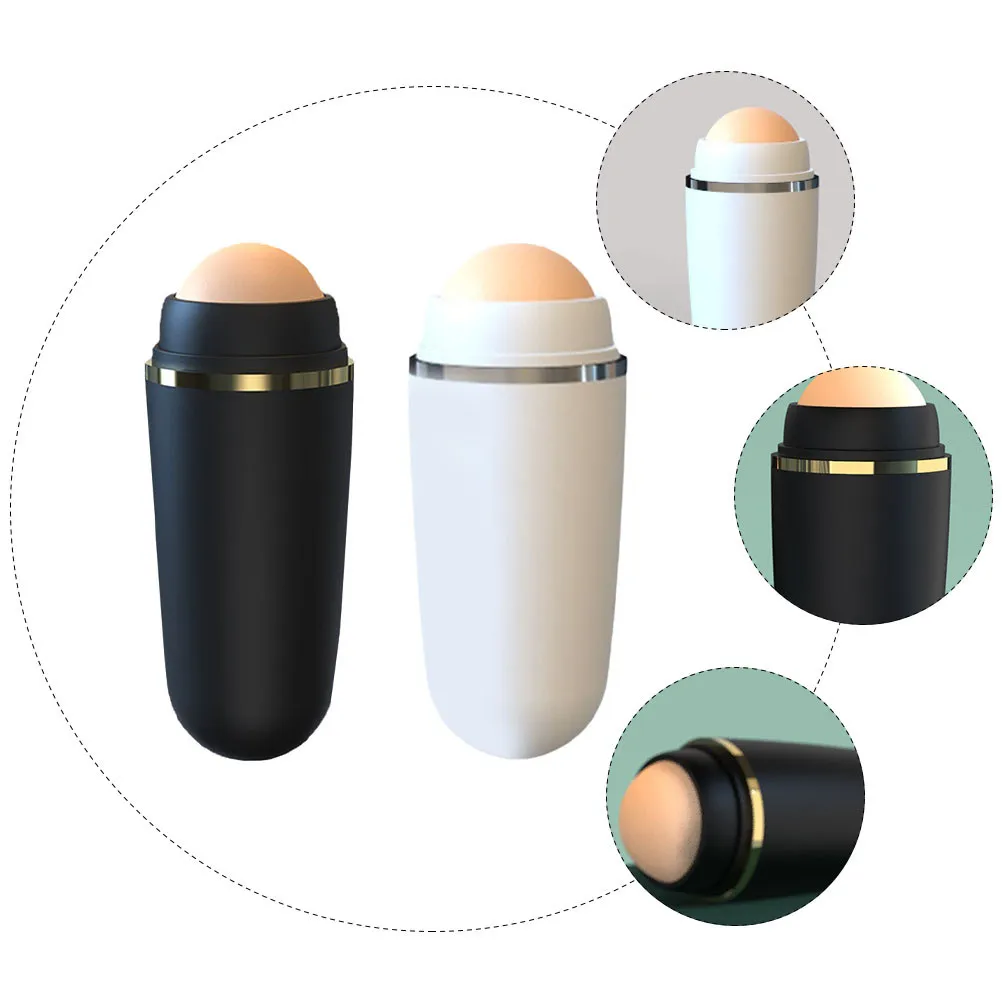 2Pcs Volcanic Stone Face Roller for Oil Absorption & Matte Skin Care – Portable Facial Massager