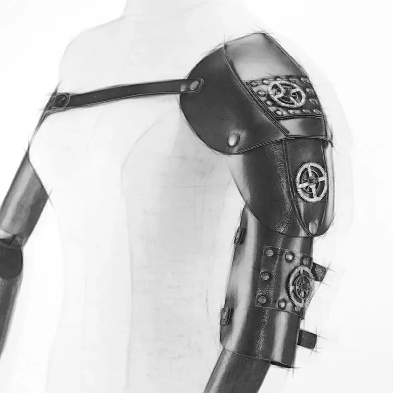 (#^.^#) 2026 New Steampunk Arm Guard Retro Gear Mechanical Medieval Cyberpunk Leather Shoulder Armor Archer Shield Pr →_→LOOK ME - view 2