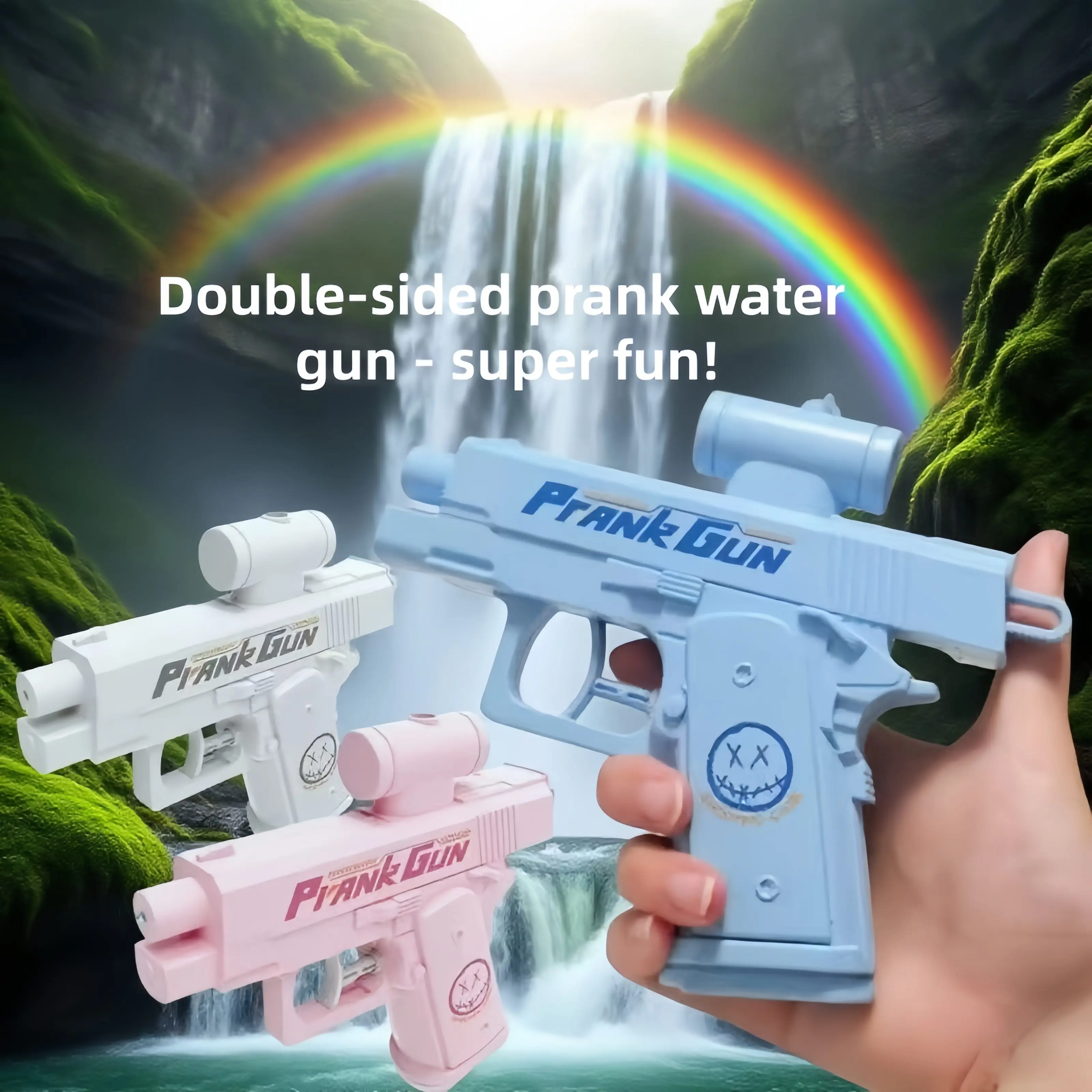 Double-sided Fun Prank Water Gun - Reusable Refillable Shooter, One-Hand Operation, Perfect for Party Giveaways. Ideal for Birth