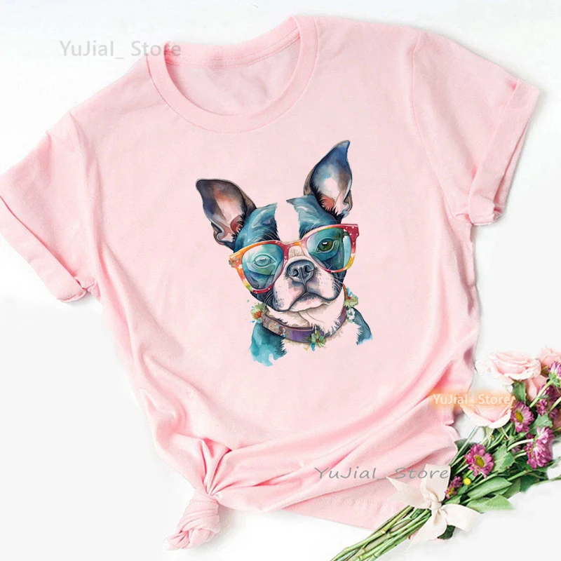 Boston Terrier/Greyhound/Bernese Mountain/Dachshund/Shih Tzu/Poodle Puppy/Cavalier King Print Tshirt Kawaii Dog T Shirt wanita