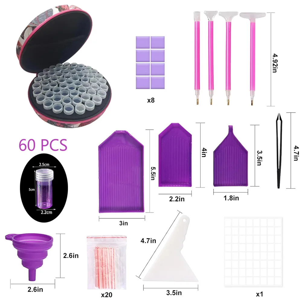 

5d diamond painting tools and accessories cross stitch kit storage bag bead storage container storage purple 60 bottle bag