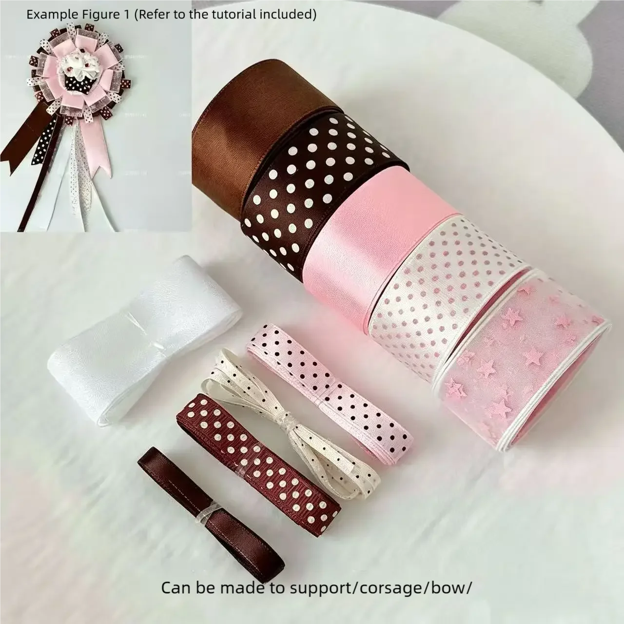 10-teiliges Set koreanischer Stil Ins Kaffeepulver Polka Dot Stern Schleifenband DIY Bar Dekorationsmaterial Paket Geschenkband – Detail 1