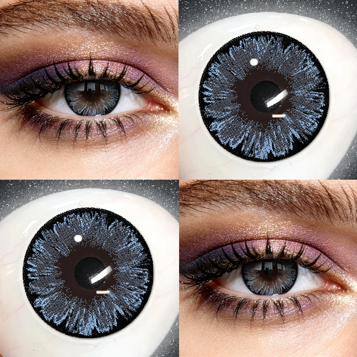 VISUASHOW natürliche schwarze farbige Kontaktlinsen 1 Paar 14,2 mm halbjährig weich für tägliches Augen Make-up – Detail 10