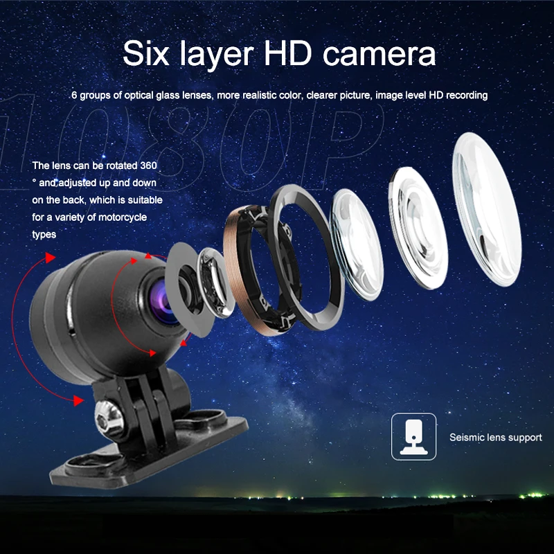 Mini telecamera per moto Full HD 1080P da 3 pollici DVR Dash Cam Registratore a doppia lente con GPS integrato per la registrazione video in tempo reale