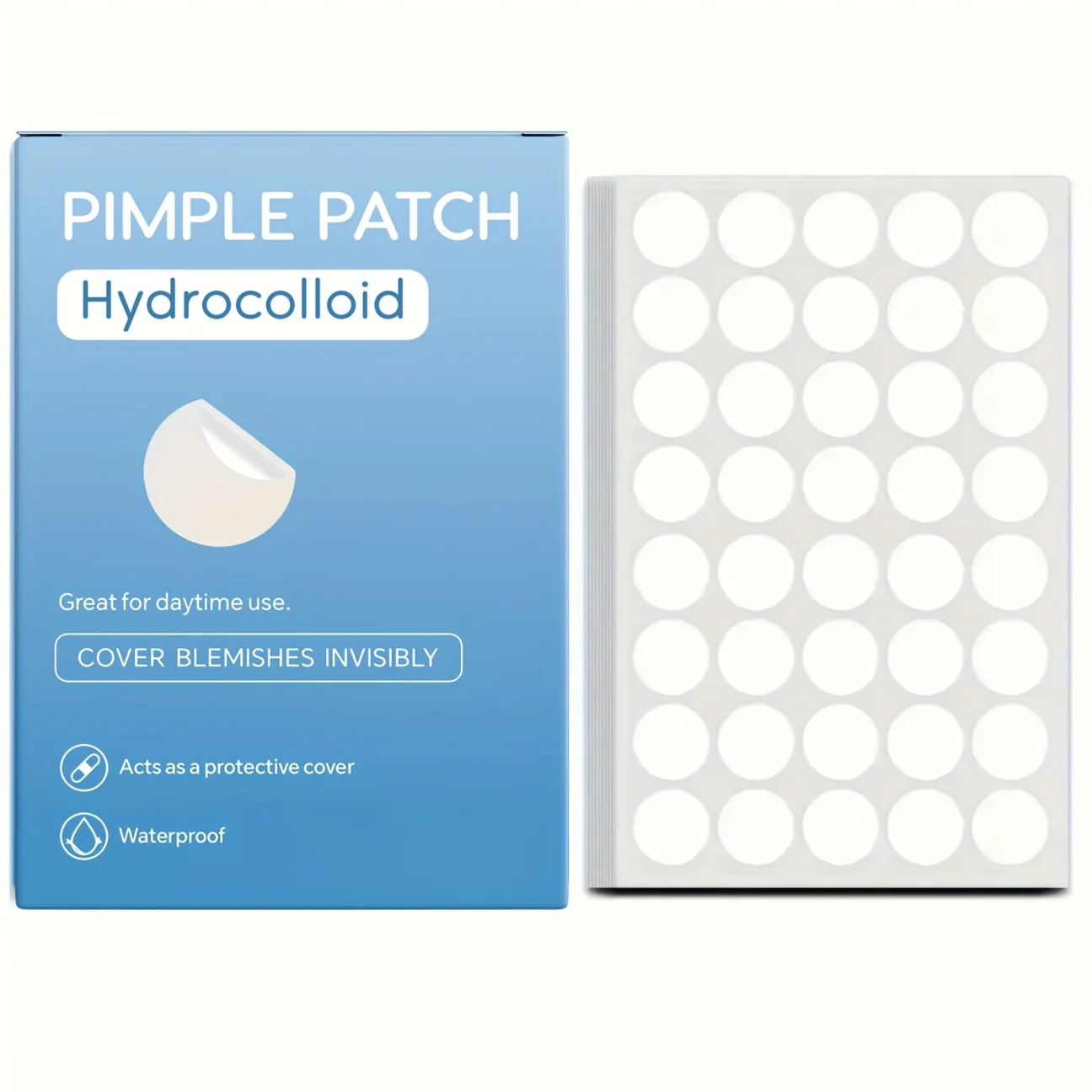 36/40 قطعة من رقع حب الشباب الغروانية المائية - تمتص القفز والزيت، وتقليل الاحمرار، ومناسبة غير مرئية للارتداء طوال اليوم