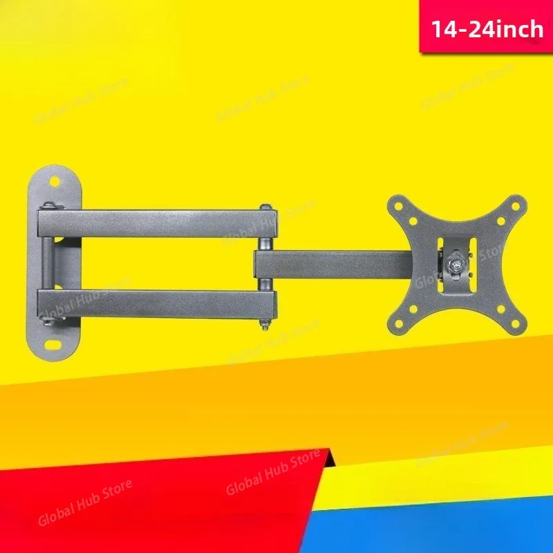 Silver 10-26 Inch Movable Rotating Monitor Stand, Telescopic Folding Computer Stand, LCD TV Hanger