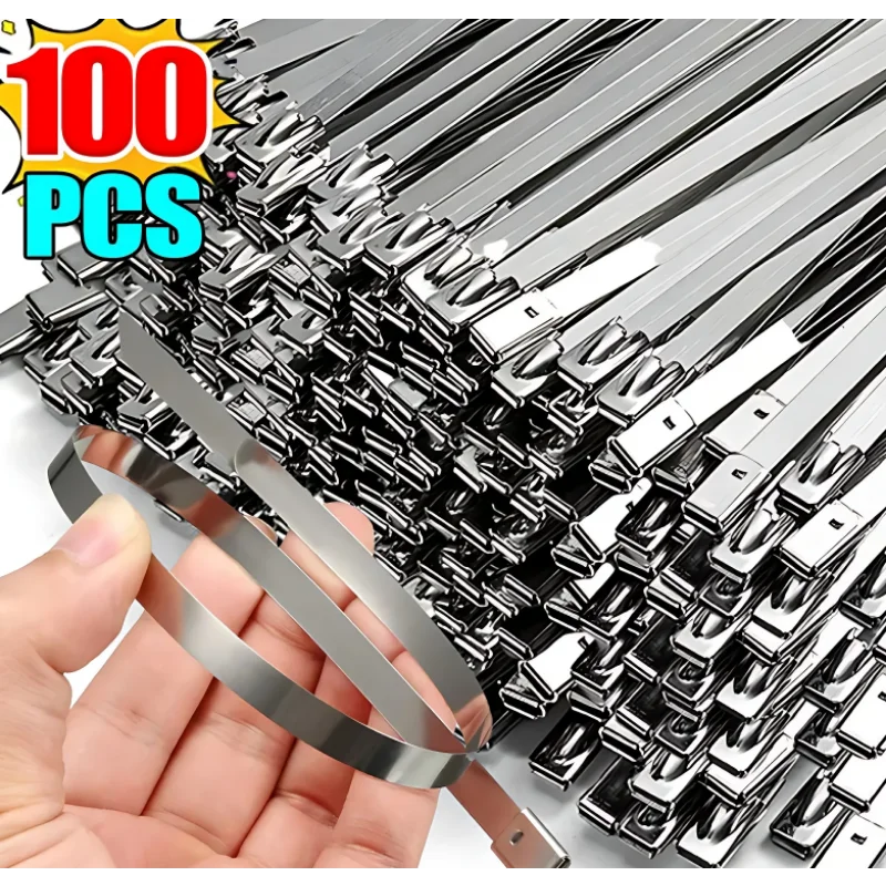 

Wholesale Stainless Steel Cable Tie Reusable Self-locking Fastening Ring Metal Cable Tie Wire Cable Organizer Exhaust Wrap Strap