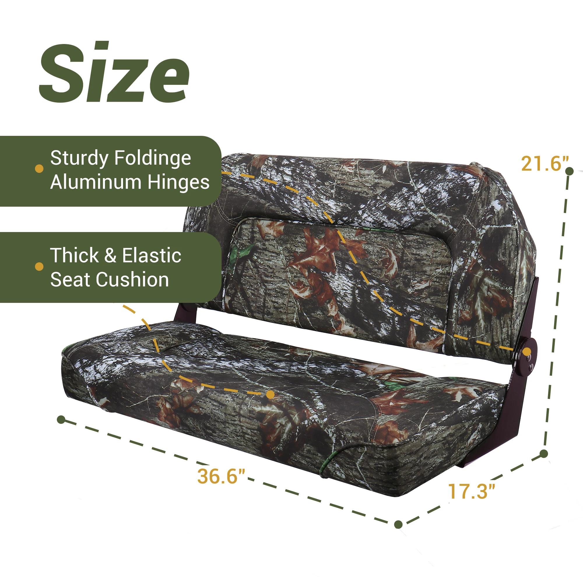 مقعد قارب، مقعد قارب مزدوج قابل للطي منخفض الظهر، مقعد لقارب صيد باس جون (مموه) #4