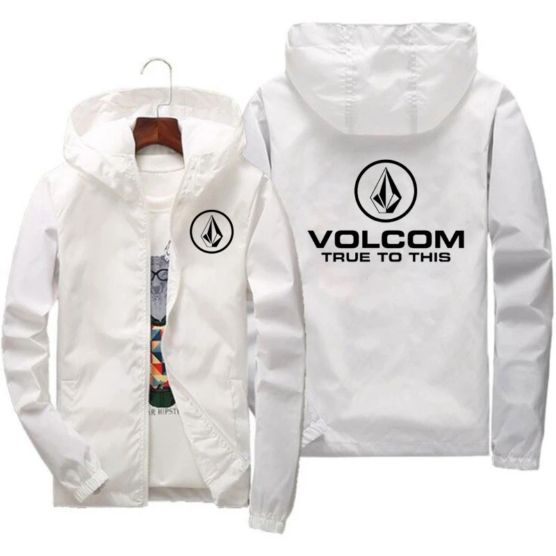 Men's VOLCOM spring autumn Outdoor High Quality Men's Sunscreen Jacket Sports Mountain Hooded Windproof Fashion Casual Jacket