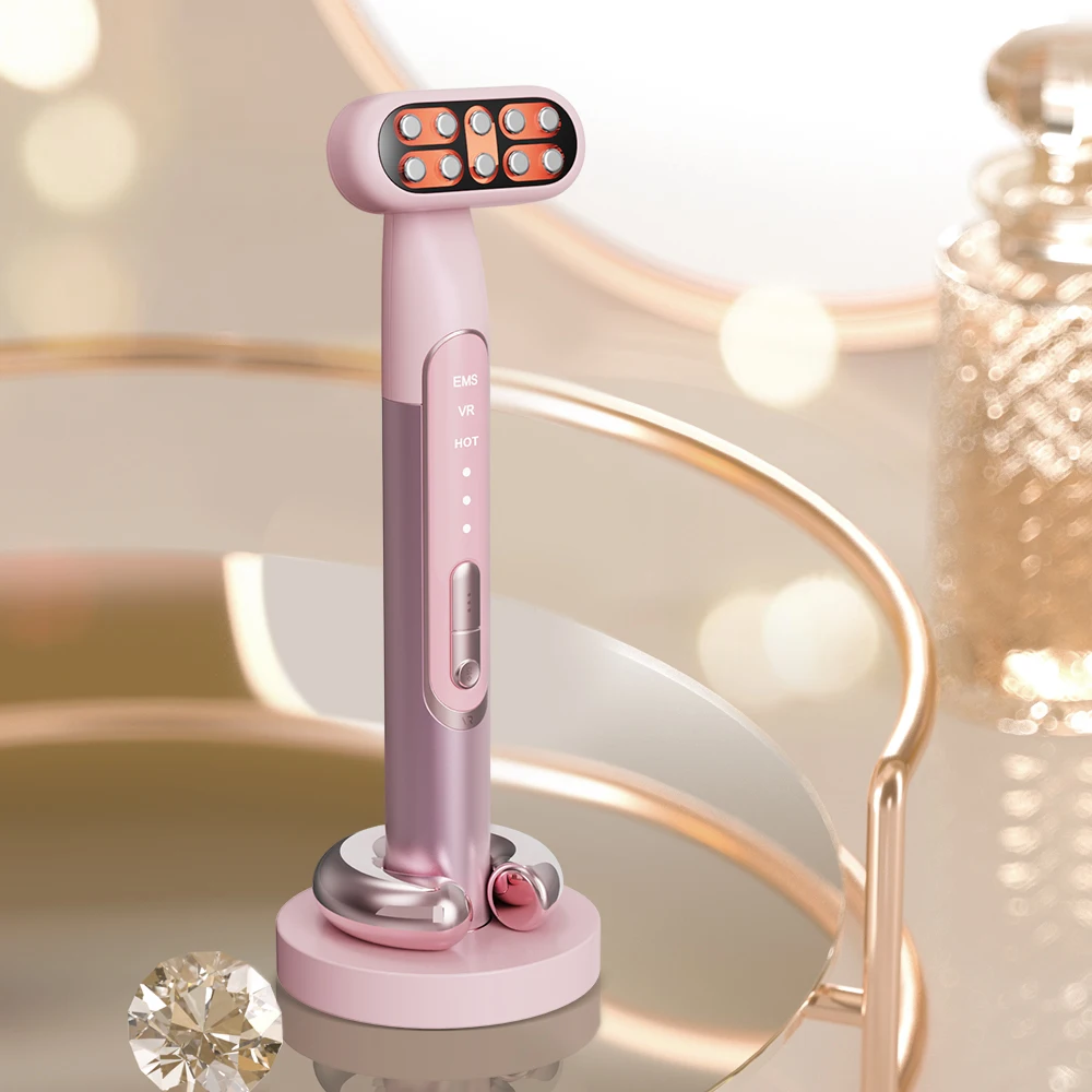 

Reduce Fine Line Improve Dark Circle EMS Micro-current 180 Rotation 9 LED Color Electric Eye Massage Wand with Charging Base