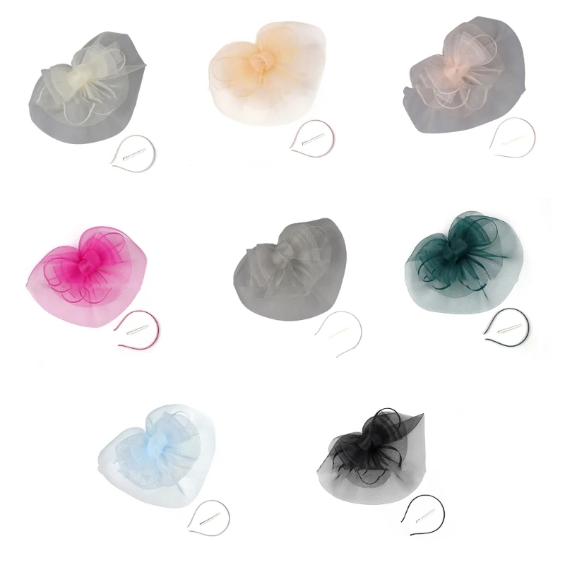 

634C Повязка на голову для девочек в стиле панк с перьями и бантом, заколка для волос для вечеринки, карнавала и выпускного