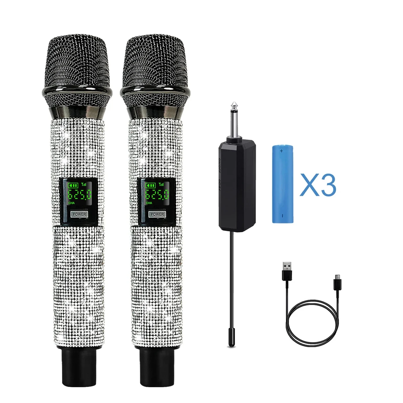 Heikuding Rechargeable Wireless Microphone  Colorful Crystal Universal Cordless Dynamic Mic for Party Speech with Storage Box