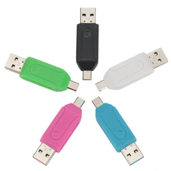 USB 2.0 OTG 메모리 카드 리더 어댑터, 안드로이드 휴대폰 노트북 컴퓨터용 범용 마이크로 USB TF SD 카드 리더, 2 in 1, 100 개 신제품