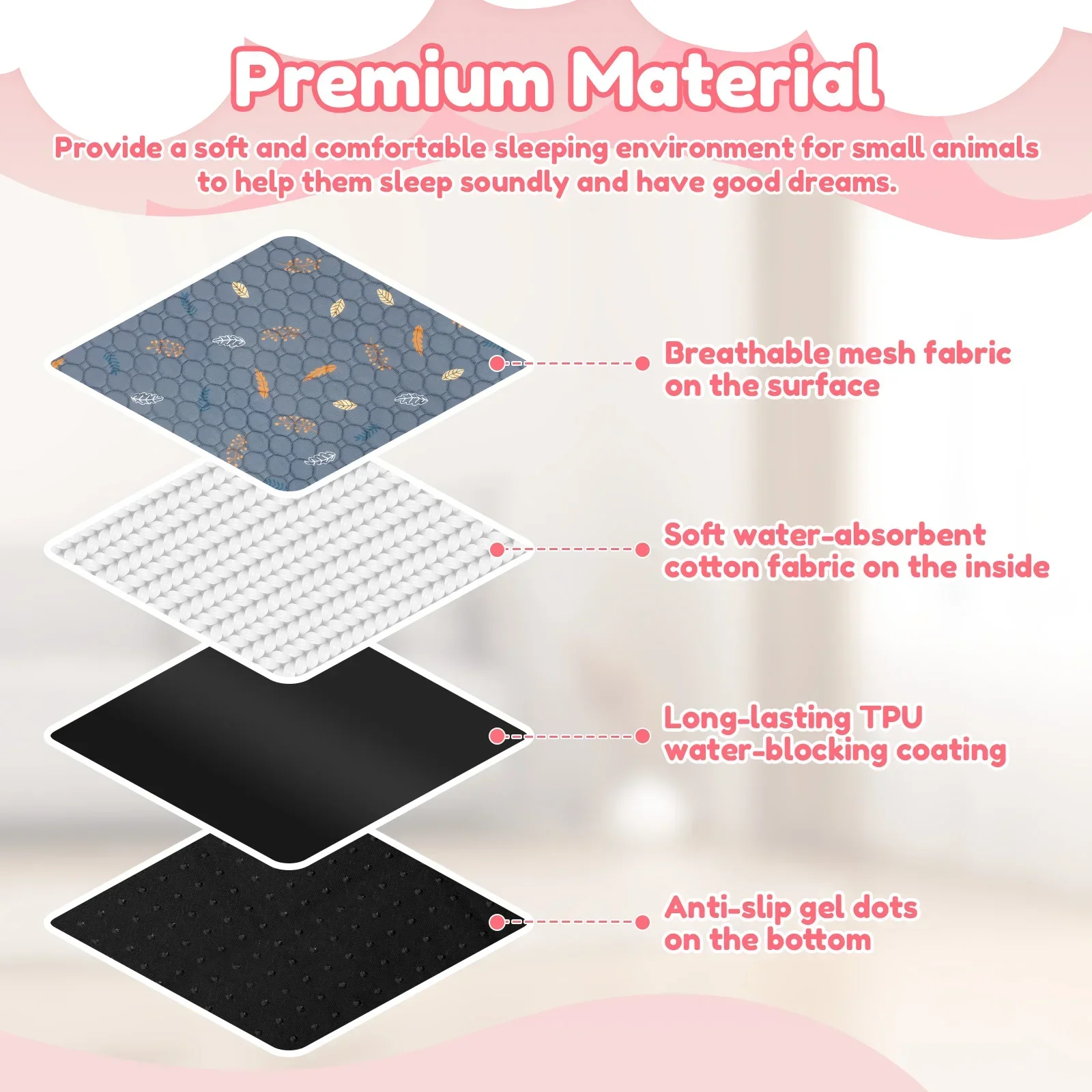 2Pcs Guinea Pig Pee Pad 47x24 Inch Puppy Kitten Blanket Bed Mat Absorbent Bedding Training Mat Reusable Small Pet Soft Sleep Mat view 3