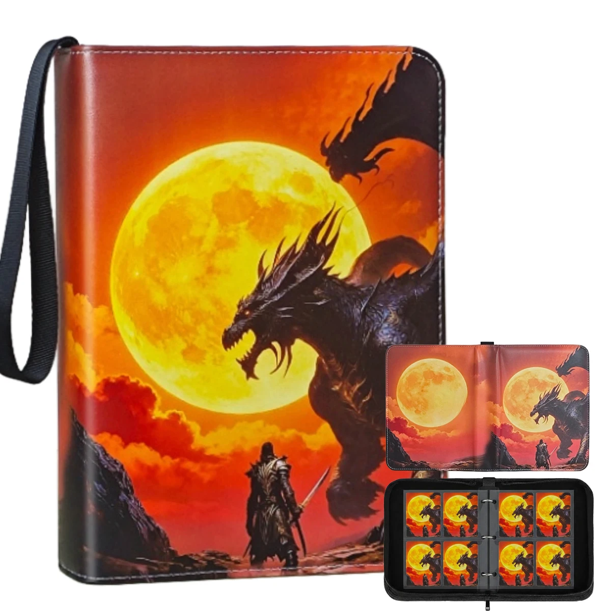 4-Pocket Card Binder, Premium Zipper Trading Card Binder, 50 Double-Sided Pocket Pages, Can Hold 400 Cards, Suitable for Games, Baseball, Mtg/Yu-Gi-Oh!/Tcg Card Storage, Card Protection for Collecting