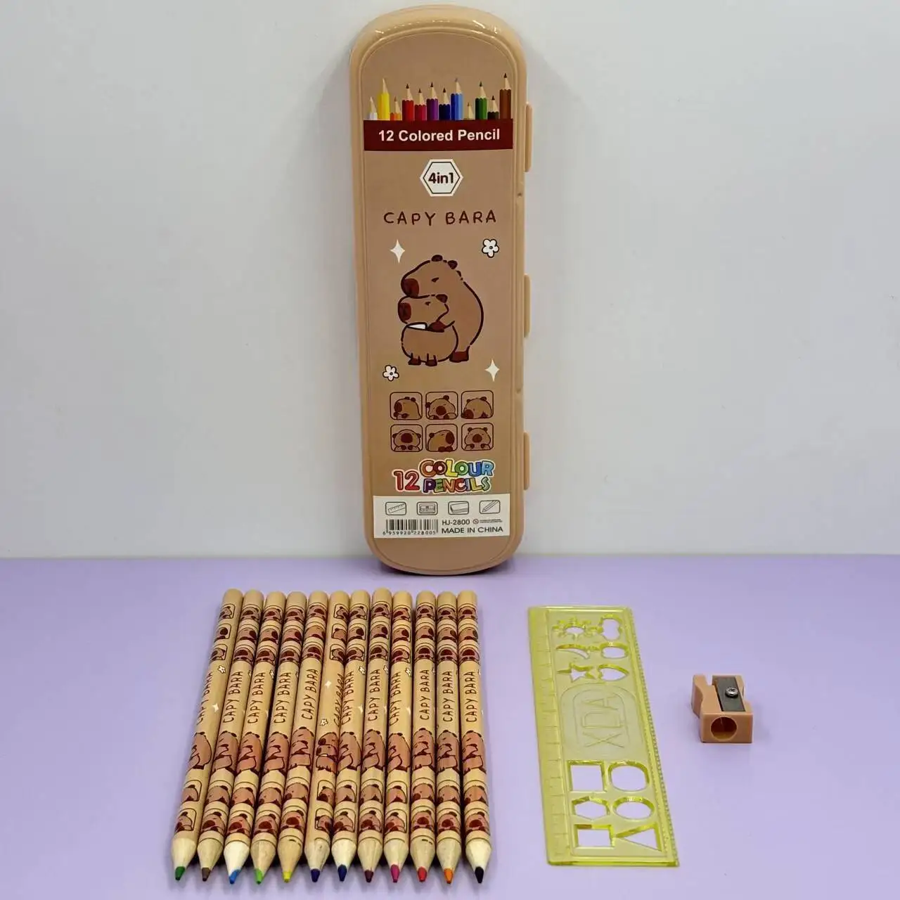 12 Colors Capybara Cartoon Wood Colored Pencils With Ruler Pencil Sharpener Artist Painting Oil Color Pencil Sketch Art Supplies