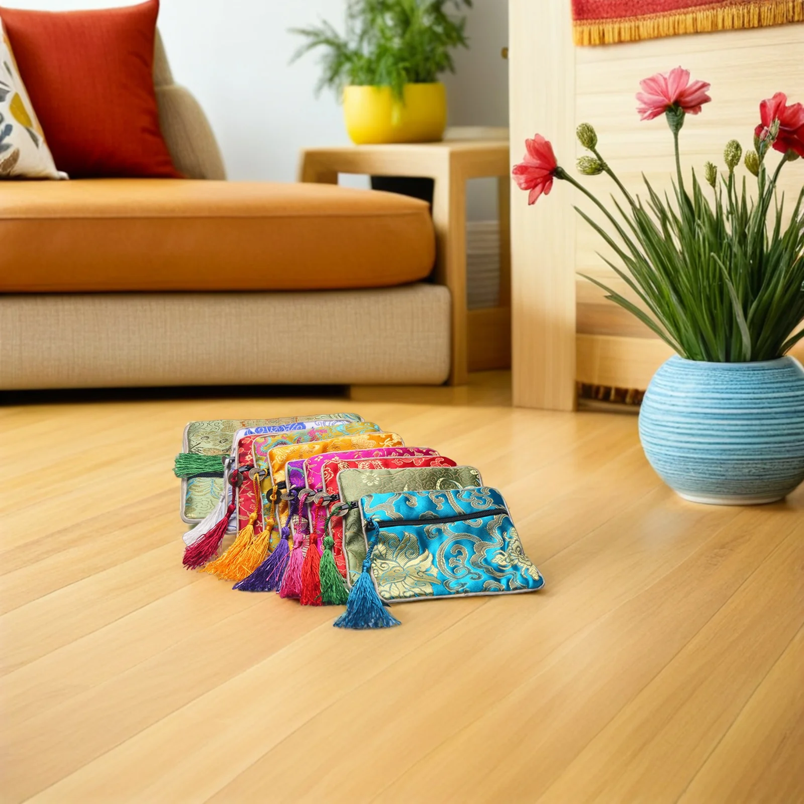 10 قطعة الحقيبة والمجوهرات النمط الصيني الديباج شنطة هدايا لحفل الزفاف لصالح مجوهرات تخزين سوار القرط قلادة الحقيبة