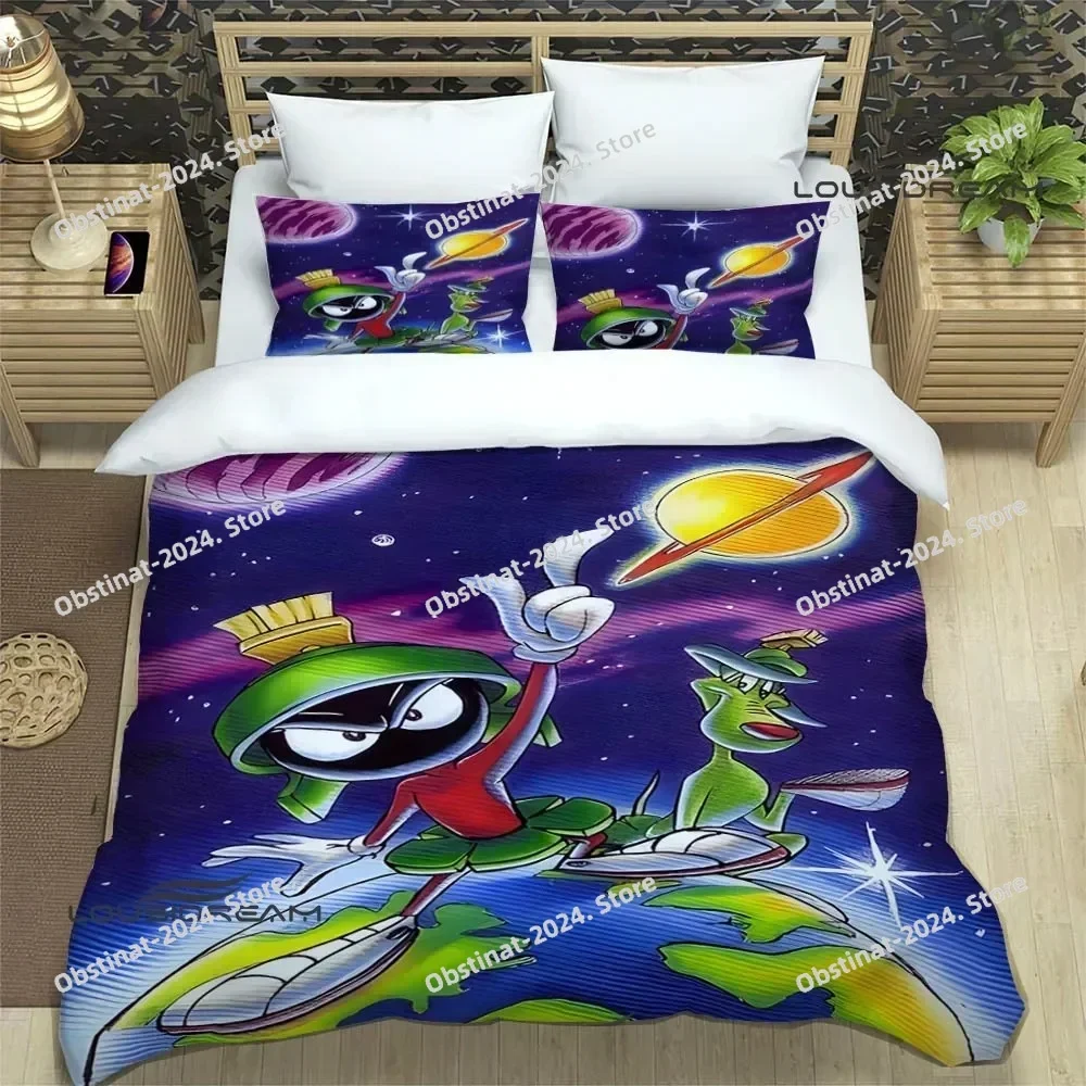 

3D Marvin The Martian Cartoon Bedding Set Print With Pillowcase Bed Duvet Cover Single Double Queen Super King Size luxury gift
