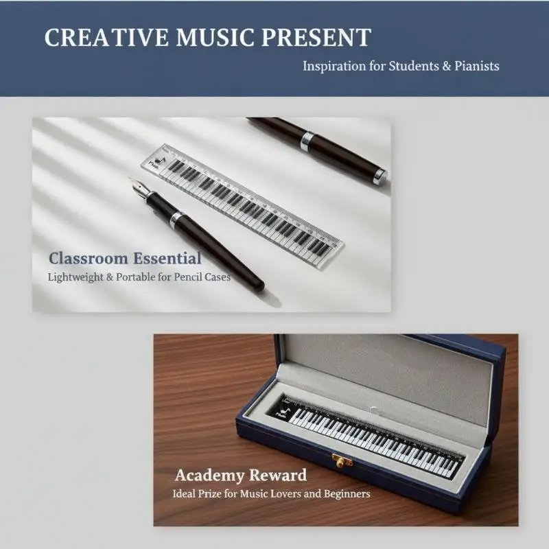 1Pcs Centimeter Scale 15cm Transparent Ruler Creative Piano Keyboard Rulers Student Back To School Stationery