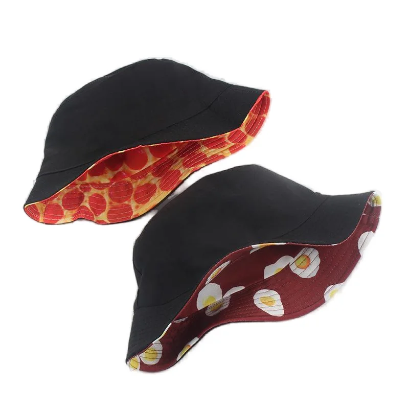 New omelette pattern printed fisherman hat female summer outdoor double-sided basin hat couple sun hat