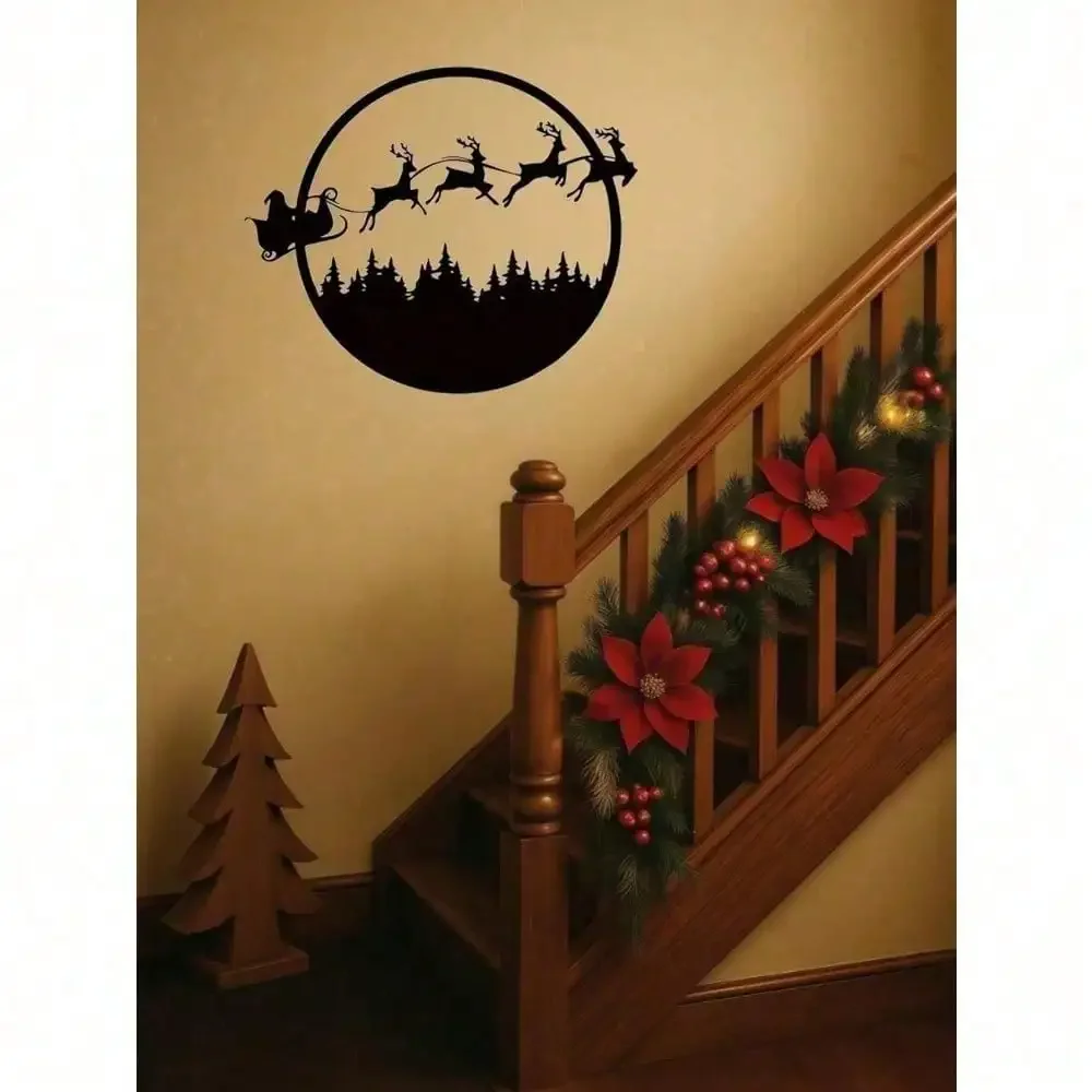 CIFBUY 1pc 24 Inch Round Metal Wall Sign,2D Flat Laser Cut Art,Double Sided Hanging Decor,Powder-Coated Rustproof