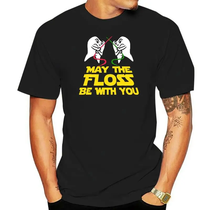 May The Floss Be With You T-Shirt Dental Hygienist Tooth Tee Tshirts Classic Classic Mens T Shirt Classic Cotton