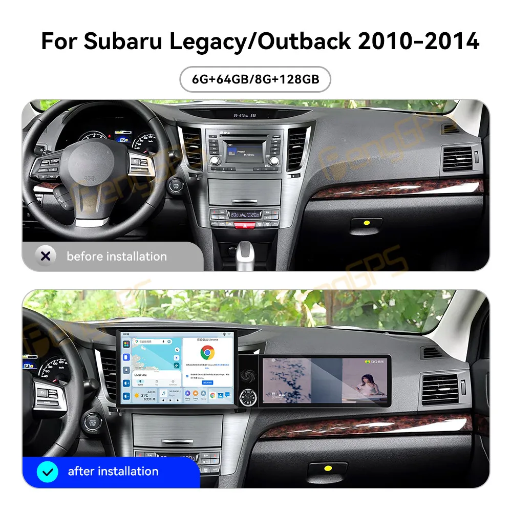 13.1 Inch Screen Car Radio For Subaru Legacy Outback 2010-2014 Android Auto GPS Navigation Multimedia Stereo Receiver Head Unit