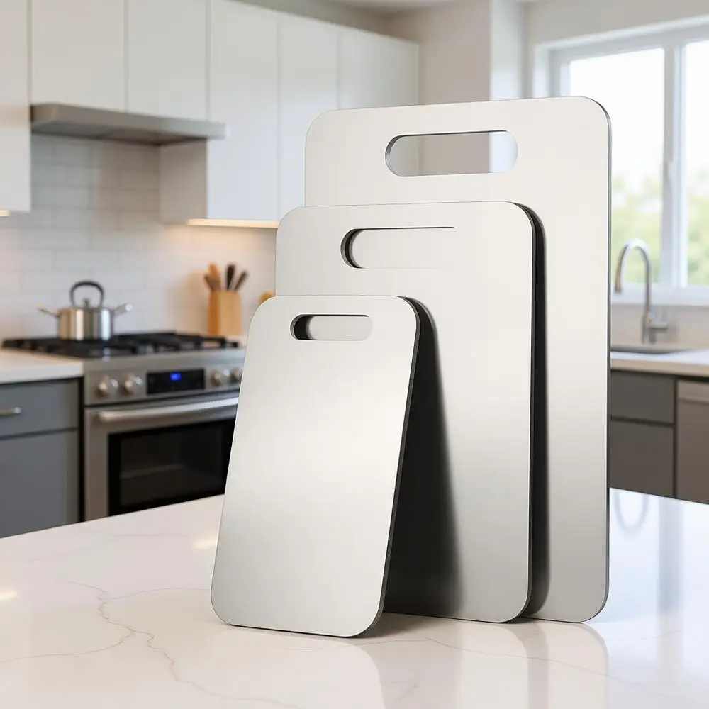 

Set of 3 Non-Toxic Titanium Chopping Boards: Ideal for Meat, Fruit, and Vegetables - Lightweight, Hygienic, and Eco-Friendly