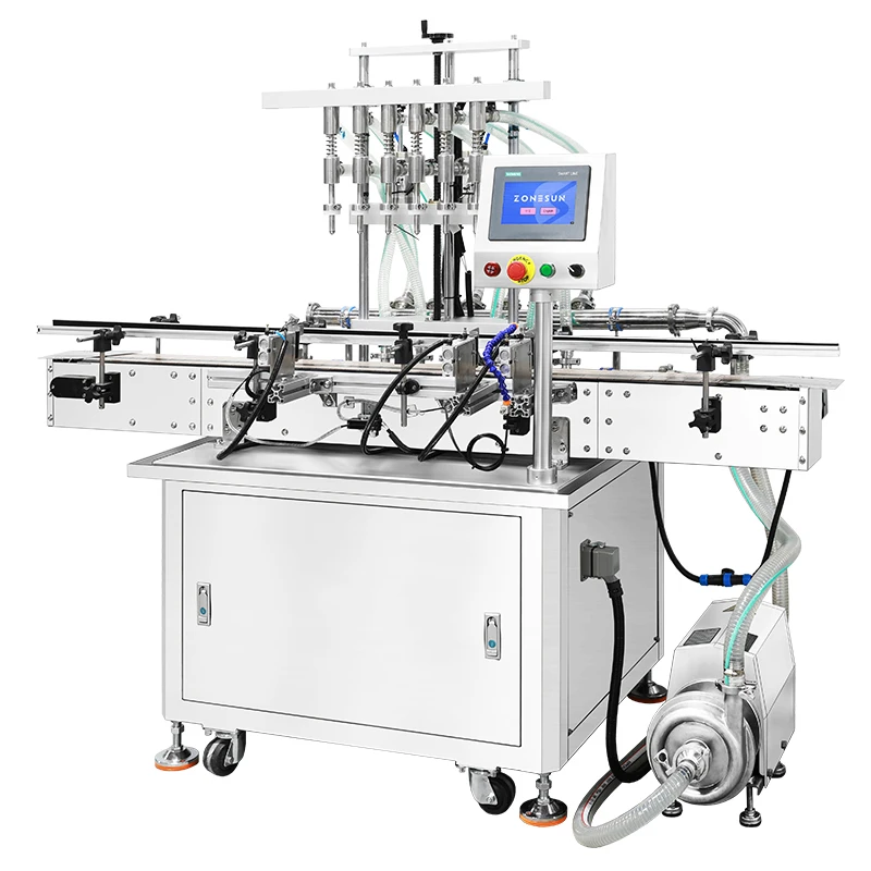 ZONESUN ZS-VTZL100 自動 6 ノズル遠心ポンプ液体充填機