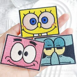 Cartoon SpongeBob Patrick Squidward Embroidery Patch Clothing Repair Subsidies Decorative Stickers for Clothing Bag Self Pasting
