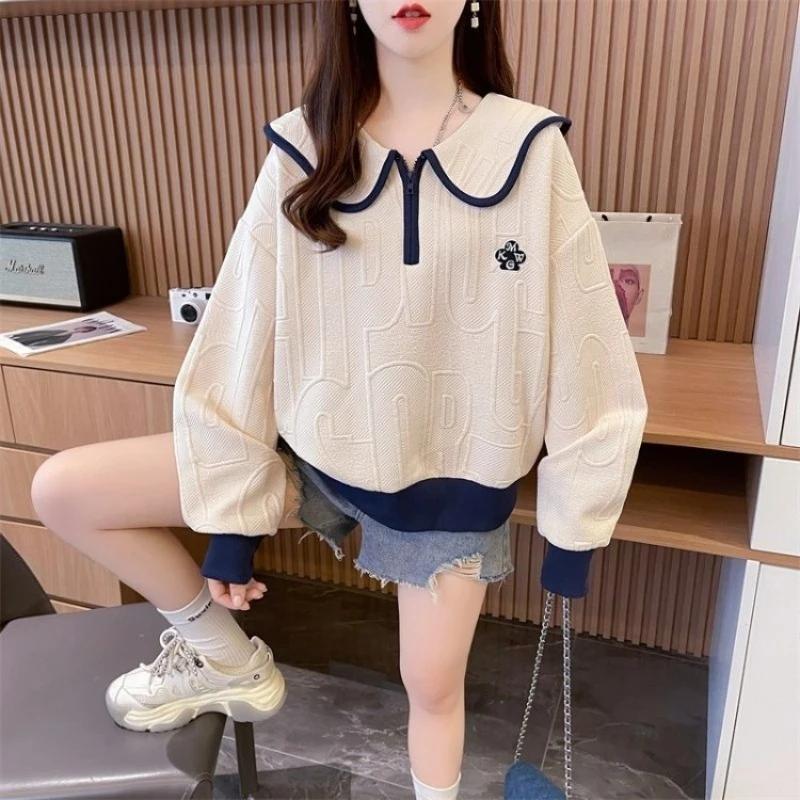 Met ritssluiting Vrouwelijke trui Top Nieuwigheid Hoge kwaliteit Koreaanse populaire kleding Bijpassende sport Lente en herfst damessweatshirts
