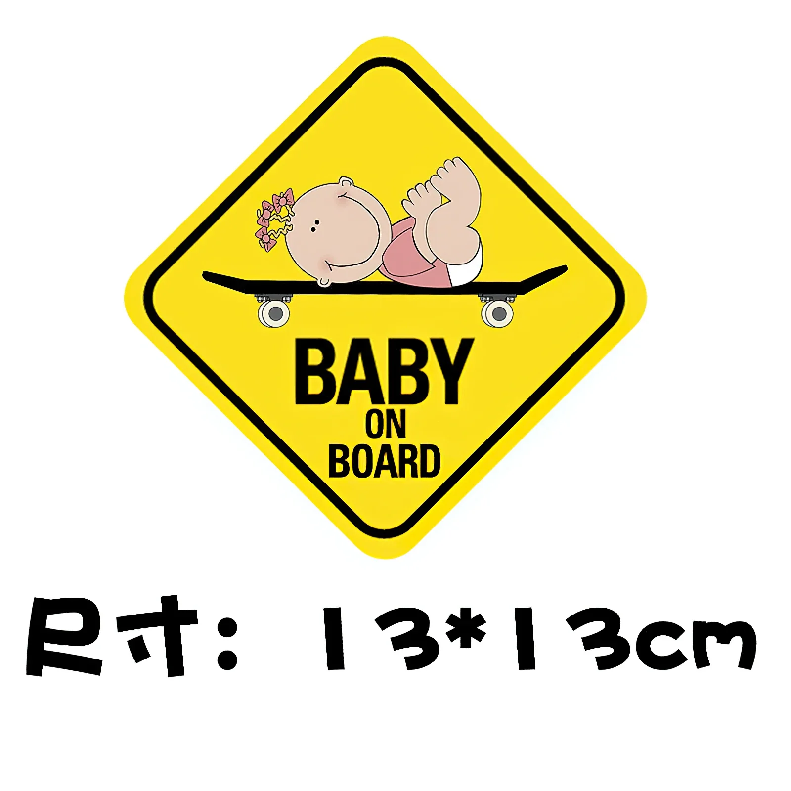 New Design Auto Parts Warning Sticker BABY ON BOARD Baby Nick Shade with Stroller Magnetic Window Decal Car, 13cm