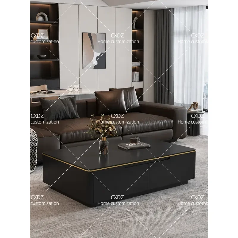 Solid Wood Coffee Table with Stone Top Modern Minimalist Luxury Design for Living Room Sofa Side Large Small Apartment Home