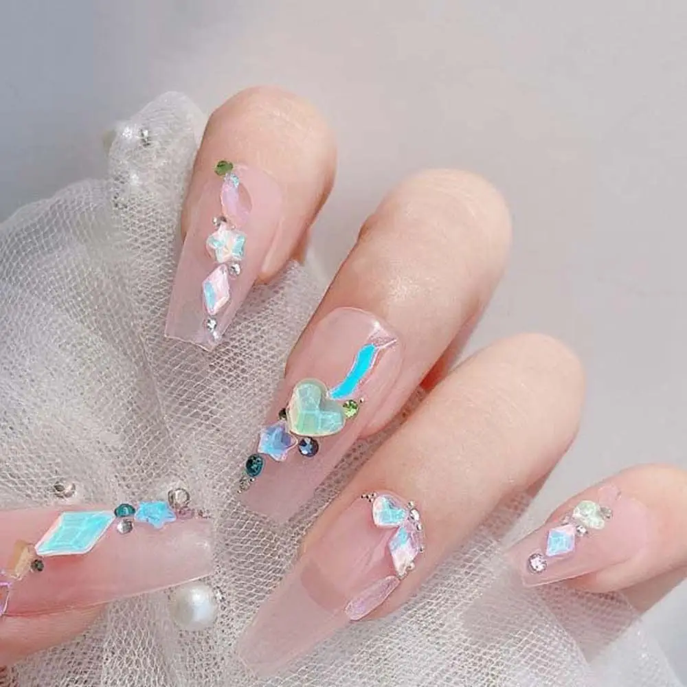 Women Nail Ornament Stars Manicure Accessories Rhombic Nail Rhinestones Aurora Nail Decorations Nail Jewelry 3D Nail Art Drills