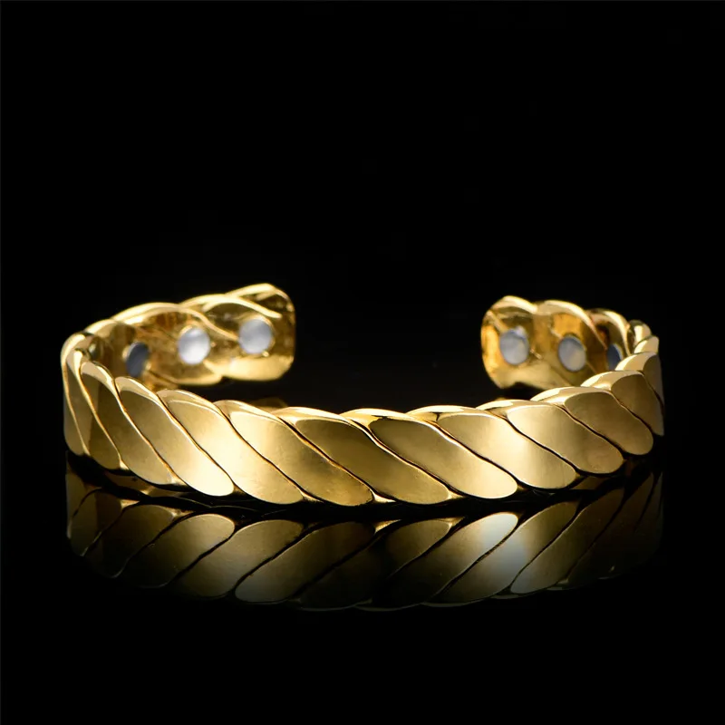 Twist Pattern Copper Magnetic Bracelet for Women, Bio Magnetic Therapy Anti Arthritis Pain Relief Adjustable Health Jewelry Gift