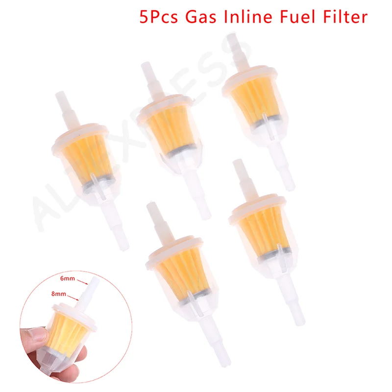 

New5Pcs Inline Gas/Fuel Filter 6MM-8MM 1/4" For Lawn Mower Small Engine Auto Motorcycle Oil Filt