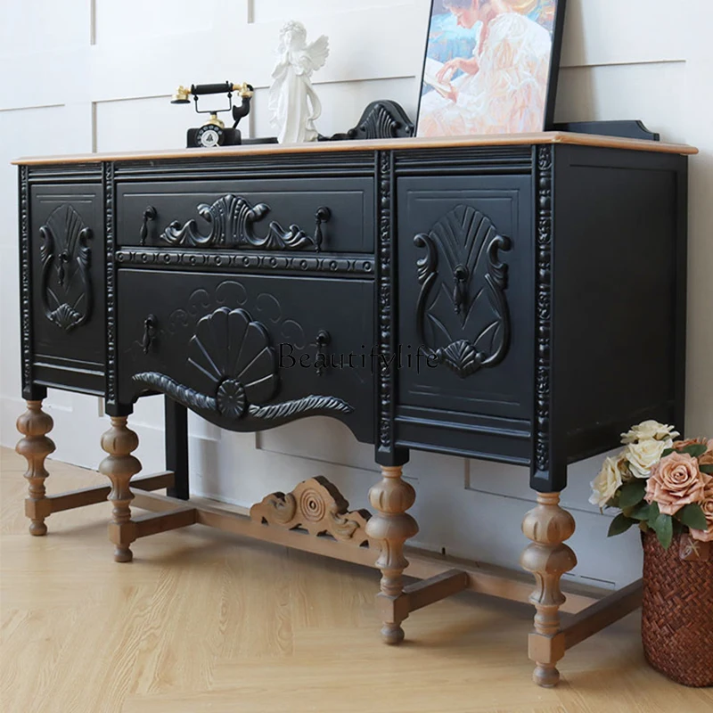 

-*French style Chinese style wood carving flower porch cabinet European style porch cabinet