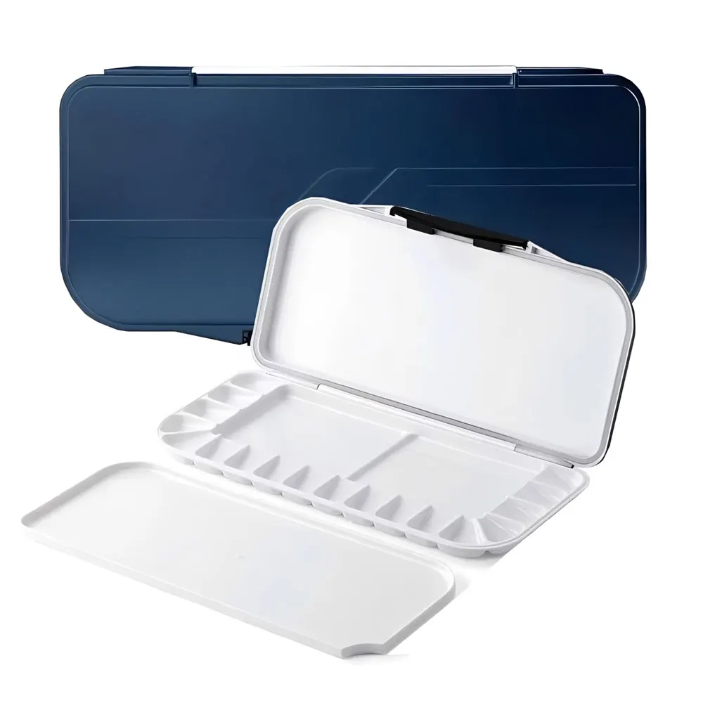 18-Well Airtight Watercolor Palette with 2 Large Mixing Areas, Plastic Mixing Box for Travel, Art Class, Painting and Studio