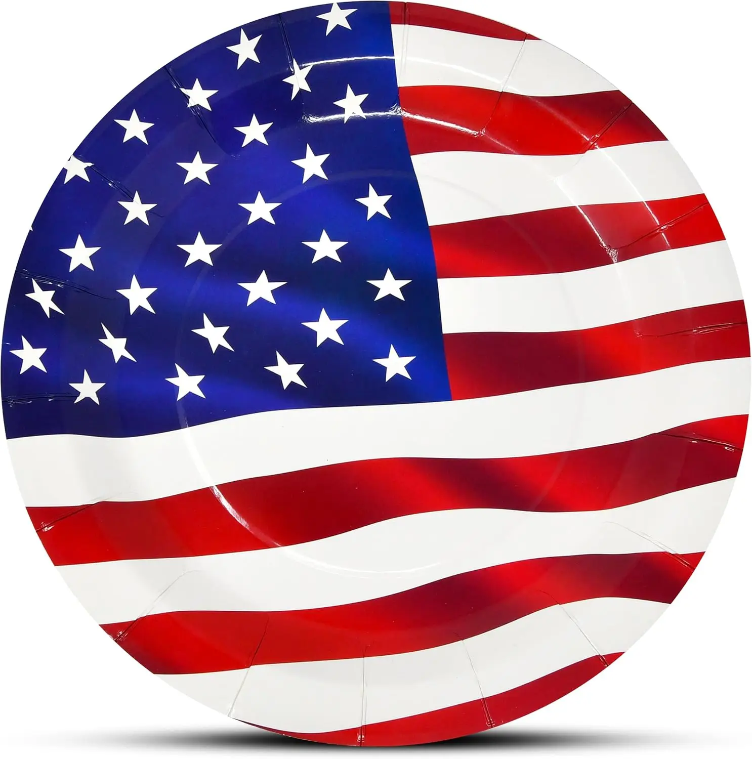 Patriotic 9 Inch Paper Plates - 80 Count American Flag Disposable Dinner Plates for 4th of July Memorial Day Summer Parties