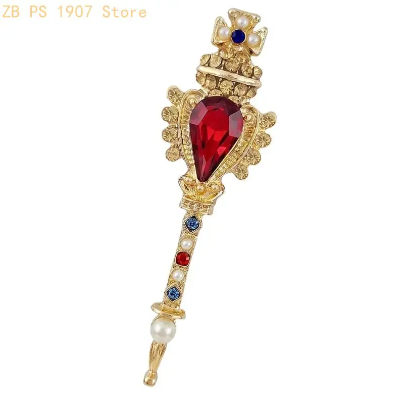 Stylish Retro Magical Staff Brooch Pin With Simulated Pearls Jewelry Accessory Perfect For Coats And Formal Attire 55KA