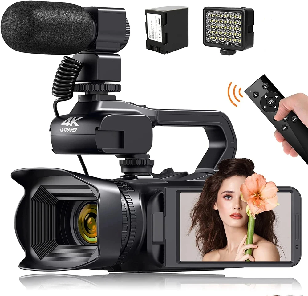 2024 Protable Wifi Vintage Camcorder For Youtube Live Streaming Vlog 18X 64MP Video Camera AF Digital Recorder 4 Rotate Screen