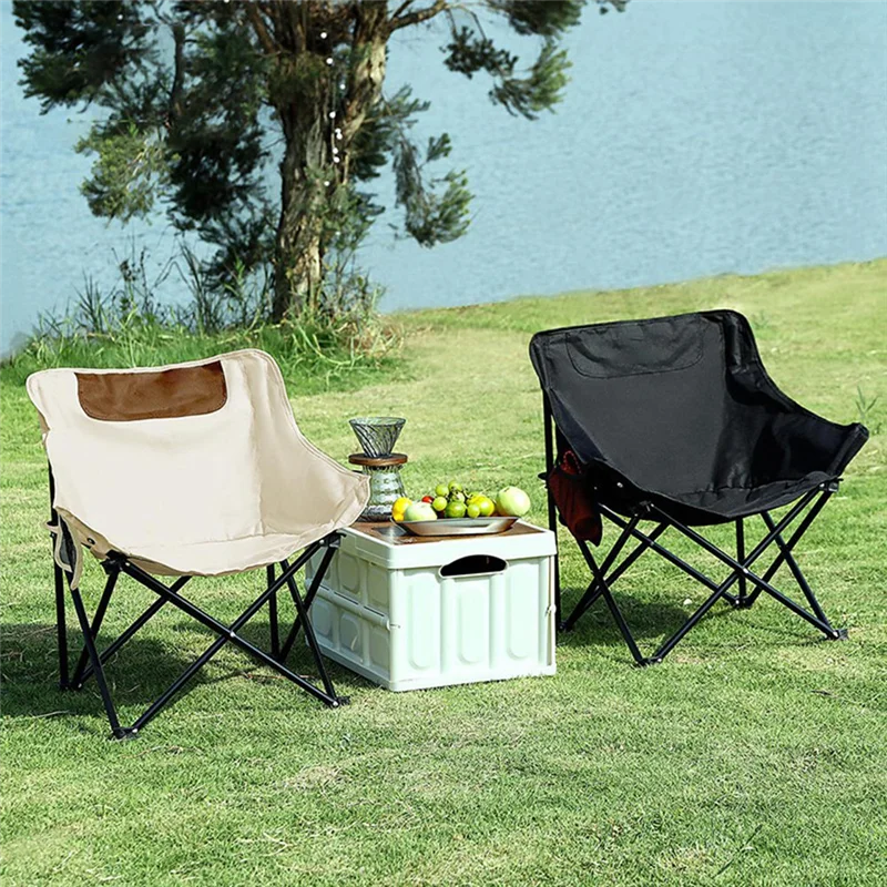 

【People Favorite】Portable Beach Chair Backrest Stool Lazy Moon Chair Outdoor Super Heavy-Duty Folding Chair Outdoor Beach Chair