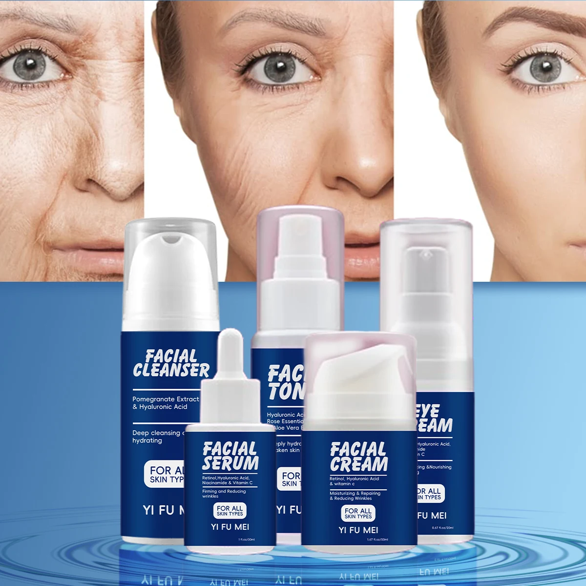 

Face Retinol Skincare 5 Pcs Set Best Glowing Facial Vitamin C Hyaluronic Acid Set Brightening Anti Aging Hydrating for Face Care