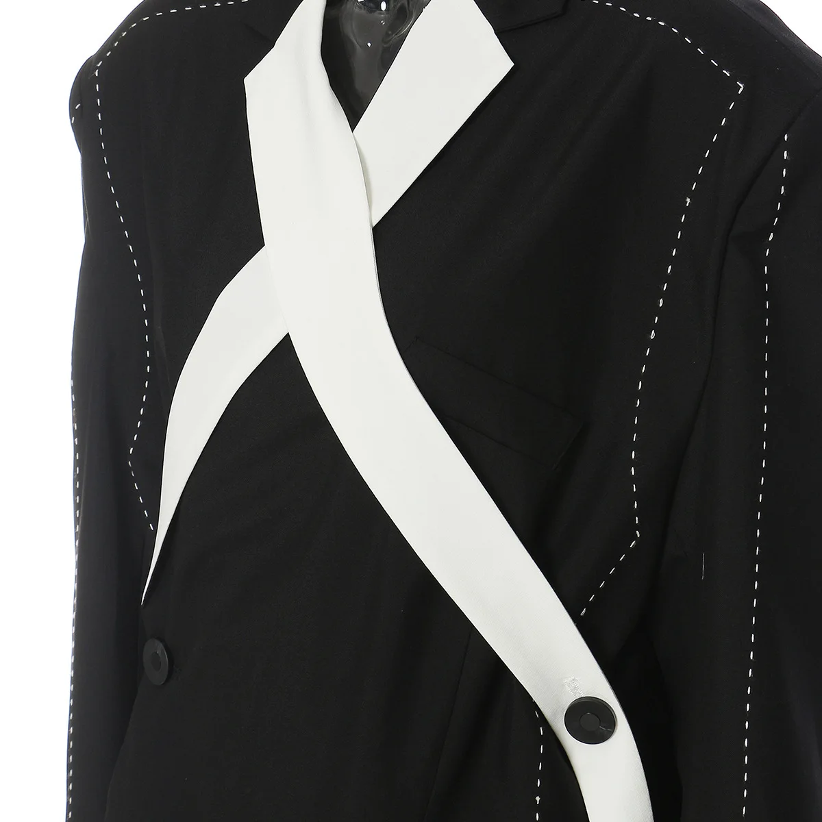Bjtz preto branco emenda contrastante solto ajuste design com linha grossa para terno jaqueta 2025 primavera nova moda casaco feminino