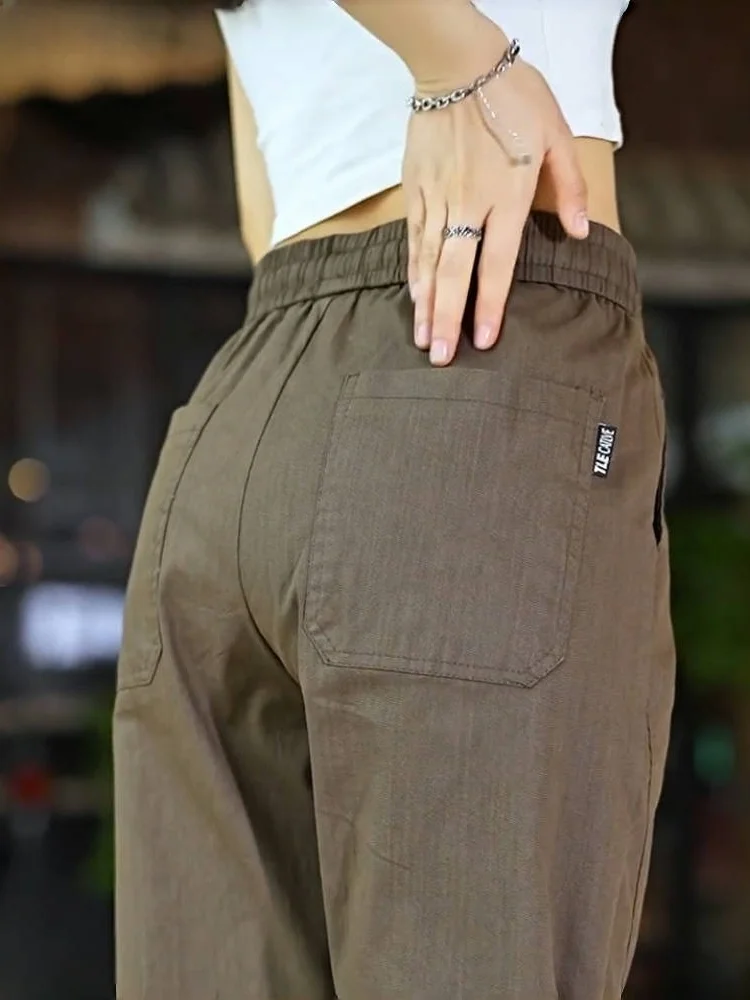 السراويل فضفاضة الرجال ربيع الخريف الكاكي ملابس العمل السراويل Dstring مكبل بناطيل كاجوال الشباب Faion العلامة التجارية Brothers #3