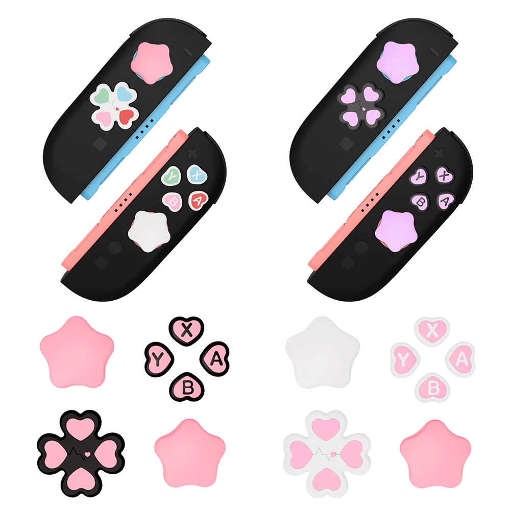 مجموعة مقابض الإبهام من السيليكون ABXY أزرار المفاتيح ملصق أعواد الإبهام غطاء مقبض لنينتندو سويتش 2 #5