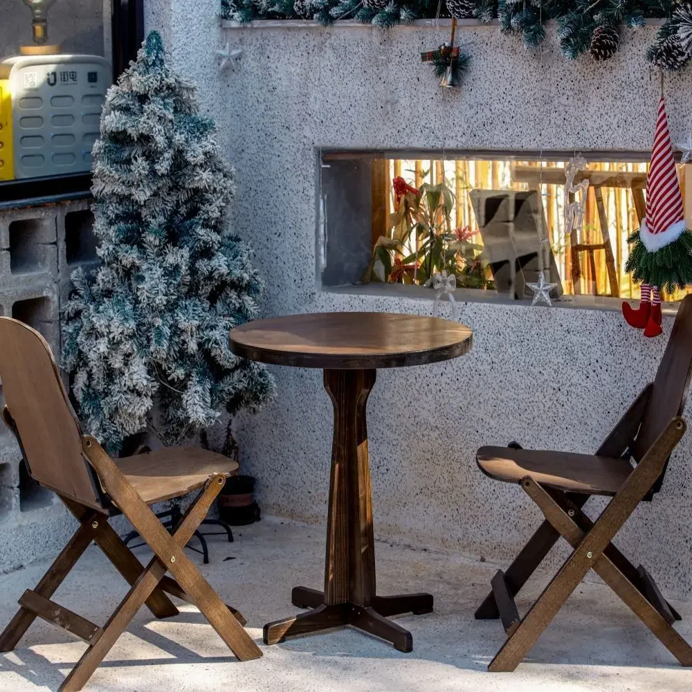 Tavoli e sedie pieghevoli retrò, tavoli e sedie casual da balcone, tavolino da caffè, cortile ristorante casa