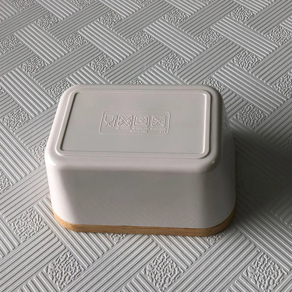 

Multifunction Kitchen Storage Box Sealed Crisper Wooden Lid Butter Container for Home Restaurant (250ml)