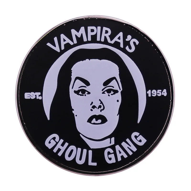 Vampira Ghoul Gang Horror Gothic Spooky Enamel Brooch Pin Jacket Lapel Metal Pins Brooches Badges Exquisite Jewelry Accessories