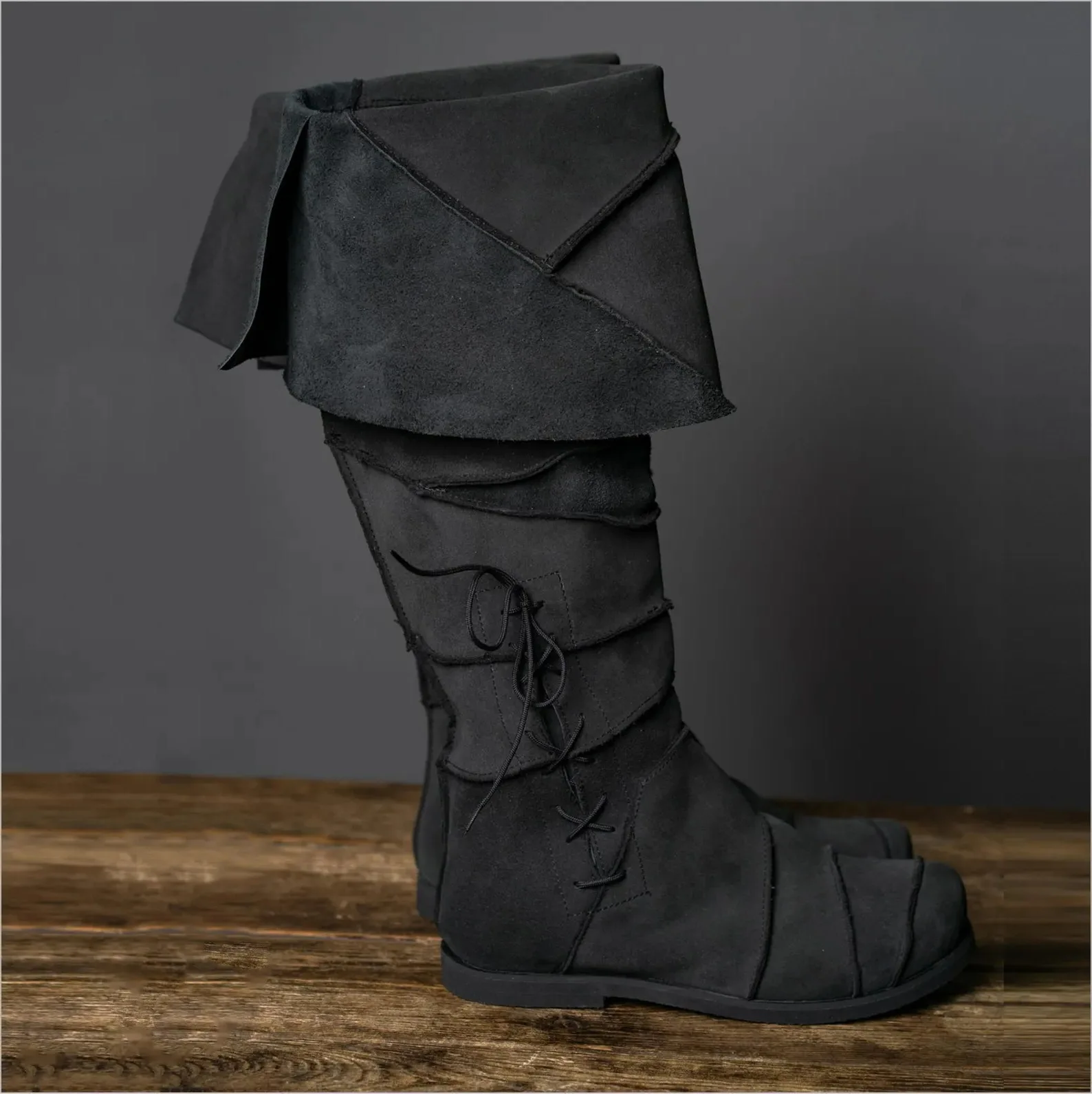 Pirate Boots Men's Renaissance Vintage Brown Cosplay Halloween Viking Steampunk Knight Boots Low Heel Tall Boots Costume - view 4